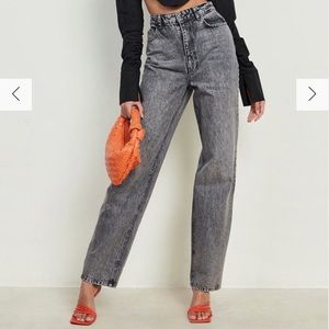 BOOHOO black acid wash straight leg jeans